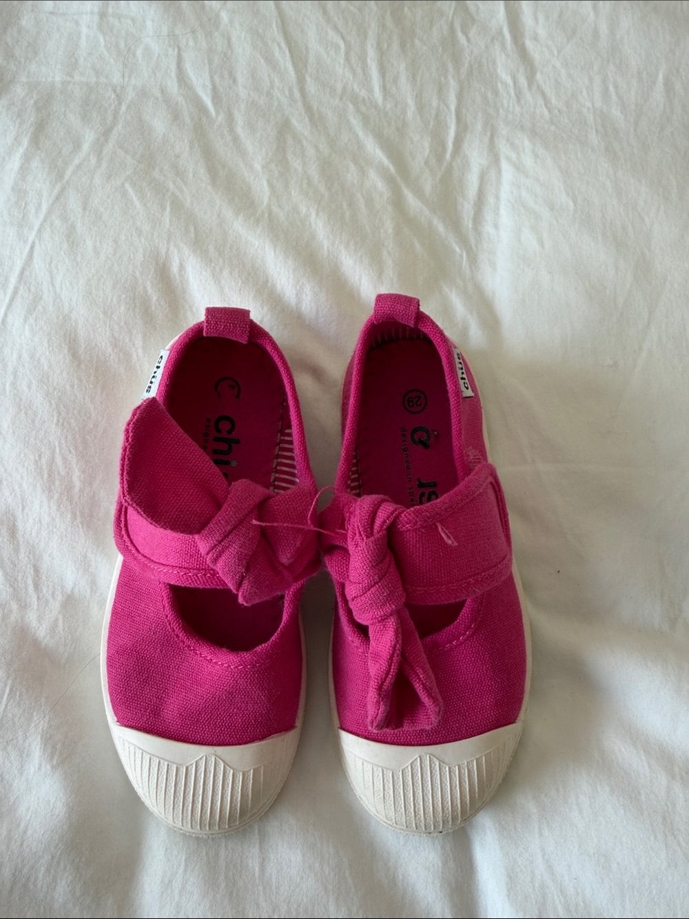 Kids Bright Pink Canvas Tie-Strap Sneakers